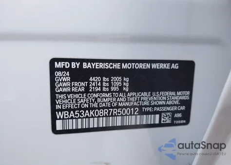 2024 BMW 228I Gran Coupe Sdrive from USA, damaged, VIN WBA53AK08R7R50012